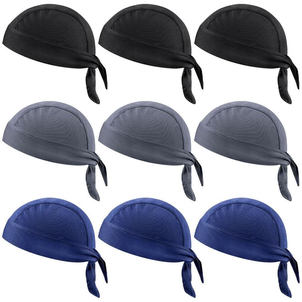 6074 9 Pcs Do Rag Skull Cap Sweat Wicking Head Wraps Cooling Durags Beanie